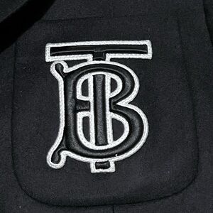 Burberry London Slim Fit Black Wool Blazer TB Patch Made in Italy
